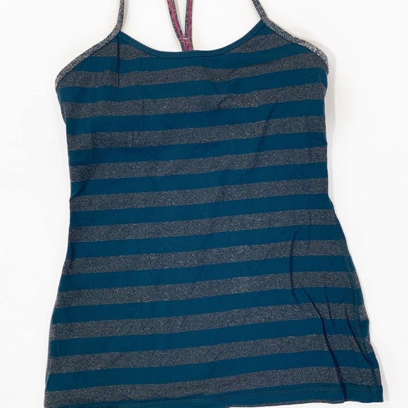 lululemon athletica Tops - SOLD Lululemon Teal Stripe Print Spaghetti